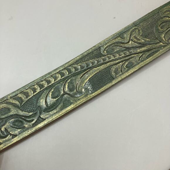 VTG Streets Ahead Belt M Rhinestone Tooled Leather Multicolor Western Artsy 90s - Picture 3 of 10